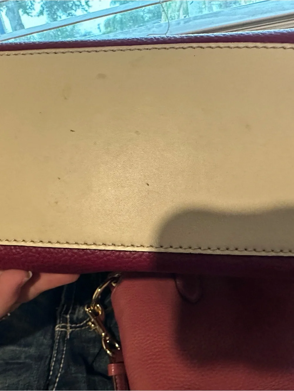kate spade Two-Tone Berry and Cream Leather Satchel